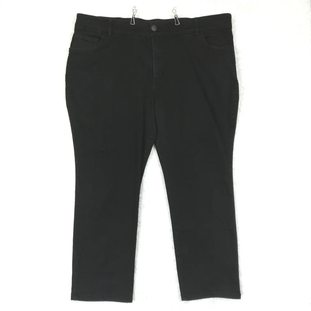 Lee Womens Jeans Flex Motion Straight Leg Black Denim Mid Rise Regular Plus 24W